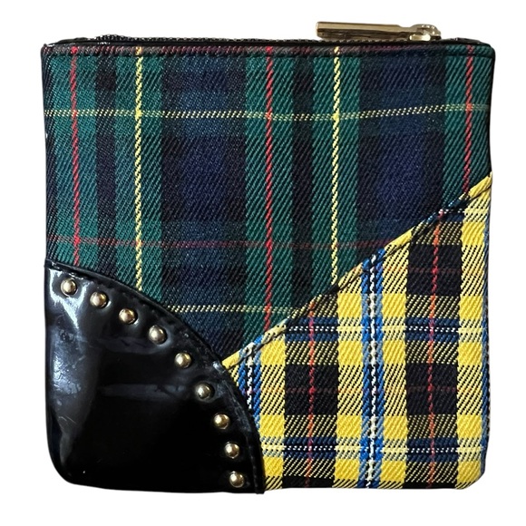 MAC Noble Knights Collection Plaid Coin Purse Makeup Cosmetics Bag Tartan Studs - Picture 3 of 6